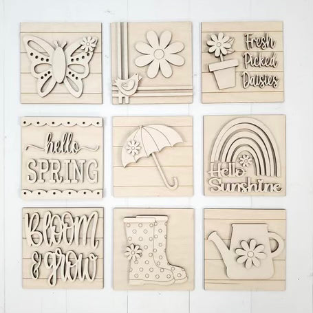 SPRING LADDER INSERTS/MINI SIGN SQUARES - WOOD BLANK KIT