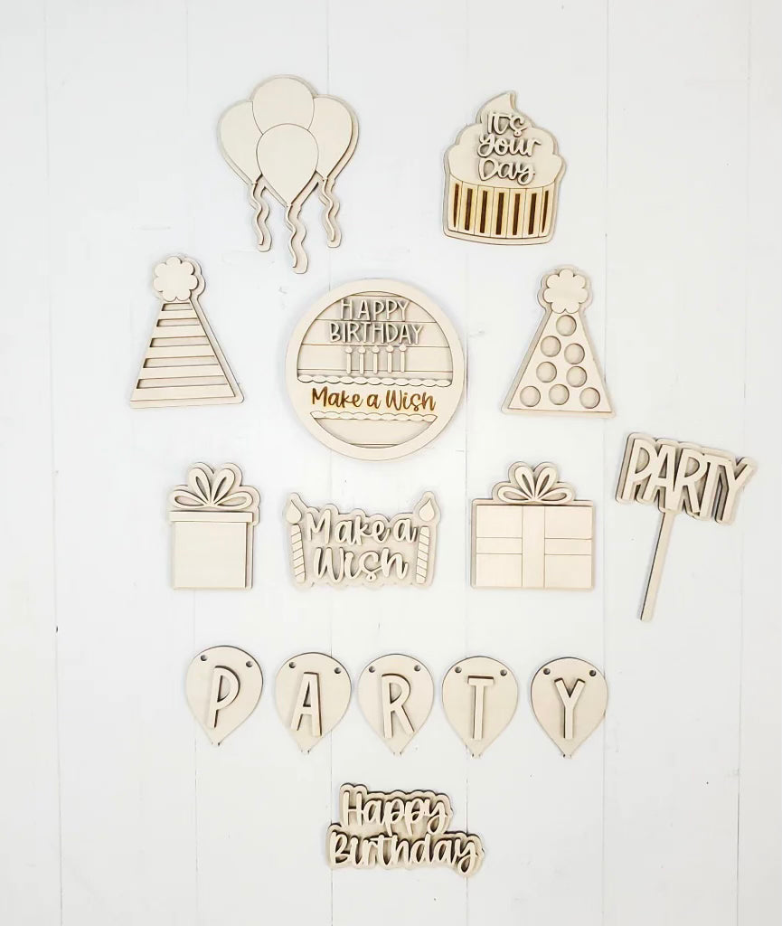 HAPPY BIRTHDAY LASER TIERED TRAY - WOOD BLANK KIT